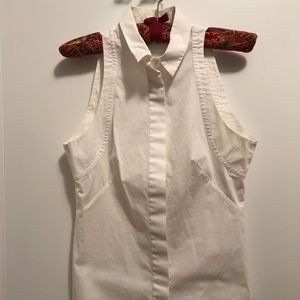 AllSaints Elm Sleeveless White Button-Down Shirt